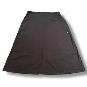 Butter Soft Stretch Womens A Line Maxi Scrub Skirt Ankle Length Pockets Black 2X